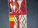 Custom Moroccan Wool Runner Rug - Abstract Berber Hallway Rug with Vibrant Colors - Handwoven Beni Ourain Kilim & Shag Design by 100kends