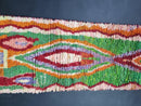 Custom Moroccan Runner Rug - Handmade Green Berber Hallway Rug - Abstract Boujaad Azilal Boucherouite Moroccan Rug - Moroccan custom runner