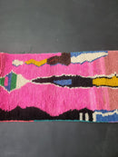 Custom Moroccan Runner Rug – Pink Wool Berber Runner Rug for Hallway | Modern Beni Ourain Moroccan Pink Rug, Handmade Moroccan runner rug