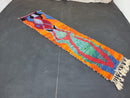 Custom Handmade Moroccan Wool Runner Rug | Abstract Orange & Multicolor Berber Beni Ourain Rug | Boujaad Runner Gift for Home by 100kends