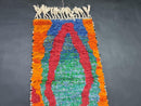 Custom Handmade Moroccan Wool Runner Rug | Abstract Orange & Multicolor Berber Beni Ourain Rug | Boujaad Runner Gift for Home by 100kends