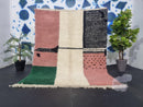 Handmade Moroccan Wool Rug - Custom Bohemian Berber Rug with Checkered Patterns, Stylish and Unique Design