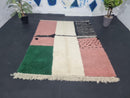 Handmade Moroccan Wool Rug - Custom Bohemian Berber Rug with Checkered Patterns, Stylish and Unique Design