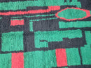 Handmade Moroccan Beni Ourain Rug – Berber Area Rug in Green & Black with Red Accents – Perfect for Living Rooms, Bedrooms and More