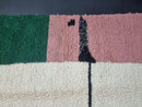 Handmade Moroccan Wool Rug - Custom Bohemian Berber Rug with Checkered Patterns, Stylish and Unique Design