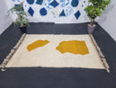 Custom Moroccan Rug - Abstract Handmade Beni Ourain Wool Berber Carpet, Modern Area Rug, Custom Sizes, White & Mustard Design by 100kends