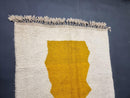 Custom Moroccan Rug - Abstract Handmade Beni Ourain Wool Berber Carpet, Modern Area Rug, Custom Sizes, White & Mustard Design by 100kends