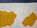 Custom Moroccan Rug - Abstract Handmade Beni Ourain Wool Berber Carpet, Modern Area Rug, Custom Sizes, White & Mustard Design by 100kends