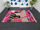 Vibrant Pink Handmade Moroccan Boujaad Rug - Custom Size Wool Tribal Area Rug for Bohemian Bedrooms, Living Rooms & More by 100kends