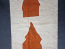 Custom Moroccan Rug - Handmade Wool Berber Rug with Abstract Rust Pattern, White Beni Ourain Rug, Custom Sizes Available