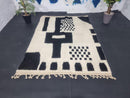 Custom Moroccan Wool Rug - Handmade Black & White Berber Design - Bohemian Boho Rug, Custom Sizes Available, Free Shipping rug by 100kends