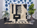 Custom Moroccan Wool Rug - Handmade Black & White Berber Design - Bohemian Boho Rug, Custom Sizes Available, Free Shipping rug by 100kends