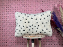 Polka Dot Moroccan Wool Pillow - Hand-Knotted Neutral Throw - Black and White Minimalist Pillow - Soft Boho Artisan Decor 16x24 Inches