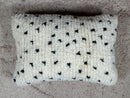 Polka Dot Moroccan Wool Pillow - Hand-Knotted Neutral Throw - Black and White Minimalist Pillow - Soft Boho Artisan Decor 16x24 Inches