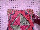 Handwoven Moroccan Pillow - Boho Wool Cushion with Geometric Patterns, Handmade Berber Style, Vibrant red and Grey, Wool Pillow 18x19