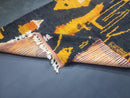 Custom Moroccan Handmade Black and Orange Wool Rug | Berber Beni Ourain Rug | Solid Black Rug | Custom Size rugs are Availableby 100kends