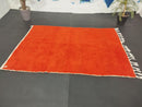 Custom Handmade Moroccan Red Wool Rug | Boho Berber Rug with Fringes | Custom Sizes 3x5 ft to 15x15 ft | Custom Wool Red rug by 100kends