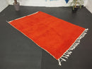 Custom Handmade Moroccan Red Wool Rug | Boho Berber Rug with Fringes | Custom Sizes 3x5 ft to 15x15 ft | Custom Wool Red rug by 100kends