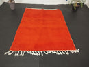 Custom Handmade Moroccan Red Wool Rug | Boho Berber Rug with Fringes | Custom Sizes 3x5 ft to 15x15 ft | Custom Wool Red rug by 100kends
