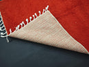 Custom Handmade Moroccan Red Wool Rug | Boho Berber Rug with Fringes | Custom Sizes 3x5 ft to 15x15 ft | Custom Wool Red rug by 100kends