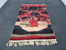Custom Handmade Moroccan Boujad Wool Rug - Red & Black Berber Boho Rug - Bohemian Style Antique Rug with Custom Sizes Available by 100kends