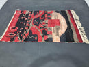 Custom Handmade Moroccan Boujad Wool Rug - Red & Black Berber Boho Rug - Bohemian Style Antique Rug with Custom Sizes Available by 100kends