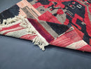 Custom Handmade Moroccan Boujad Wool Rug - Red & Black Berber Boho Rug - Bohemian Style Antique Rug with Custom Sizes Available by 100kends