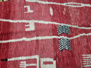 Custom Handmade Moroccan Rug - Boho Red Berber Wool Boujad Rug, Unique Antique-Style Bohemian Carpet, Custom Sizes rug Available by 100kends