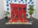 Custom Moroccan Rug | Handmade Red Wool Berber Rug | Authentic Bohemian Moroccan Home Decor | Red Living Room Rug | 100kends