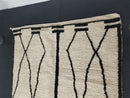 Handmade Moroccan Berber Rug - Custom Beni Ourain Rug in White and Black, Soft Wool Carpet, Bohemian Style Rug for Living Room