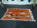 Custom Handmade Orange Moroccan Wool Rug – Bohemian Berber Rug, Boho Décor rug, Custom Sizes rug Available – Perfect Rug Gift by 100kends