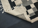 Custom Moroccan Handmade Wool Rug – Black & White Berber Rug, Perfect for Stairs, Kitchens, or Large Spaces, Available in All Sizes