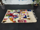Handmade Moroccan Berber Rug - Custom Beni Ourain Rug in White and Black, Soft Wool Carpet, Bohemian Style Rug for Living Room