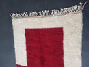 Handmade Custom Moroccan Beni Ourain Wool Rug - White and Red Area Rug - Modern Moroccan Carpet with Fringe Options by 100kends