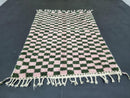 Custom Moroccan Wool Rug - Handwoven Pink and Green Checkered Azilal Rug, Boho Floor Covering, Sizes 3x5 to 15x15 ft by 100kends