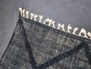 Stunning Handmade Black Moroccan Boujad Rug - Custom Sizes - Boho Contemporary Area Rug - Wool Rug with Fringe Options