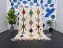 Custom Moroccan Handmade Beni Ourain Rug - 5x7, 8x10, White Berber Rug with Geometric Patterns, Boho Bohemian Style rug by 100kends