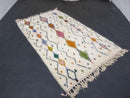 Handwoven Moroccan Beni Ourain Rug – Custom White Wool Berber Rug with Vibrant Patterns for Living Room, Bedroom, or Large Area Rugs