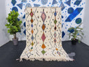 Handwoven Moroccan Beni Ourain Rug – Custom White Wool Berber Rug with Vibrant Patterns for Living Room, Bedroom, or Large Area Rugs