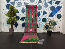 Handmade Moroccan Runner Rug – Wool Green & Pink Hallway Rug, Abstract Bohemian Runner, Beni Ourain Authentic Handwoven Rug by 100kends