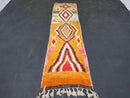 Custom Moroccan Runner Rug - Orange Berber Wool Rug, Beni Ourain Runner for Stairs & Hallway, Long Moroccan Runner 10-12ft by 100kends