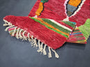 Custom Morocan Rug Runner | Red Wool Shag Handwoven Carpet | Hallway & Kitchen Runner 2x12 | Handmade Boujaad Rug | Modern Decor by 100kends