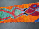Custom Handmade Moroccan Wool Runner Rug | Abstract Orange & Multicolor Berber Beni Ourain Rug | Boujaad Runner Gift for Home by 100kends