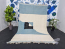 Custom Moroccan Rug - Blue and White Wool Rug, Handmade Moroccan Rug for Living Room, 9x12 Rug, 8x10 Rug, White and blue Rug by 100kends