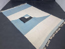 Custom Moroccan Rug - Blue and White Wool Rug, Handmade Moroccan Rug for Living Room, 9x12 Rug, 8x10 Rug, White and blue Rug by 100kends