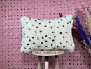Polka Dot Moroccan Wool Pillow - Hand-Knotted Neutral Throw - Black and White Minimalist Pillow - Soft Boho Artisan Decor 16x24 Inches