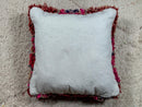 Handwoven Moroccan Pillow - Boho Wool Cushion with Geometric Patterns, Handmade Berber Style, Vibrant red and Grey, Wool Pillow 18x19