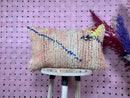 Handmade Moroccan Wool Pillow - Boho Berber Style Lumbar Cushion - Soft Shaggy Decor - Neutral Pink Wool Artisan Pillow - 13x21 Inches