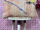 Handmade Moroccan Wool Pillow - Boho Berber Style Lumbar Cushion - Soft Shaggy Decor - Neutral Pink Wool Artisan Pillow - 13x21 Inches