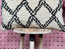 Handwoven Moroccan Wool Pillow - Black & White Diamond Pattern - Artisan Boho Decorative Lumbar Pillow - 16x24 Wool Cushion Cover